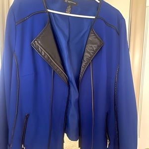 Blue Blazer with Leather Trim